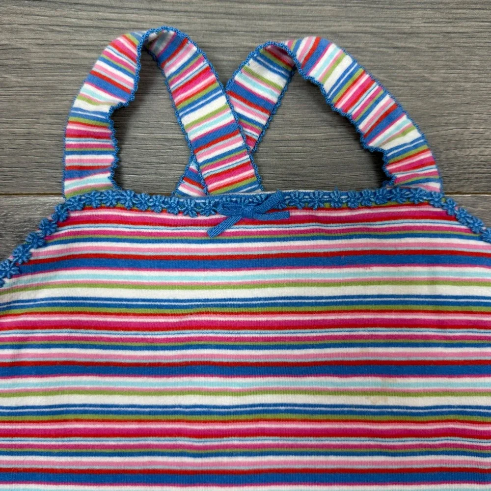 Y2K Childrens Place Girls Striped Camisole Top 7/8 Cross‑Back Multicolor